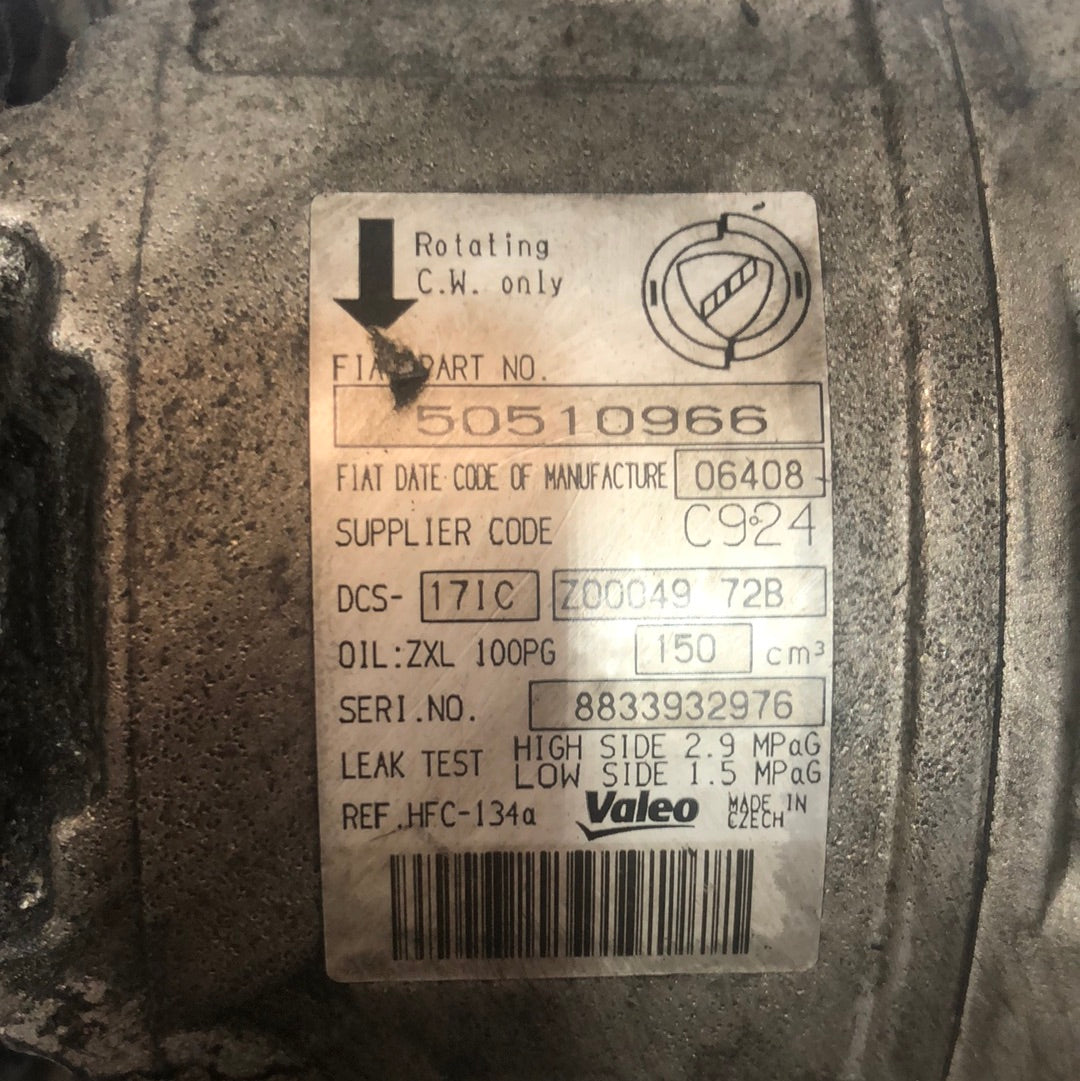 Alfa Romeo 159 air conditioning compressor code: 50510966