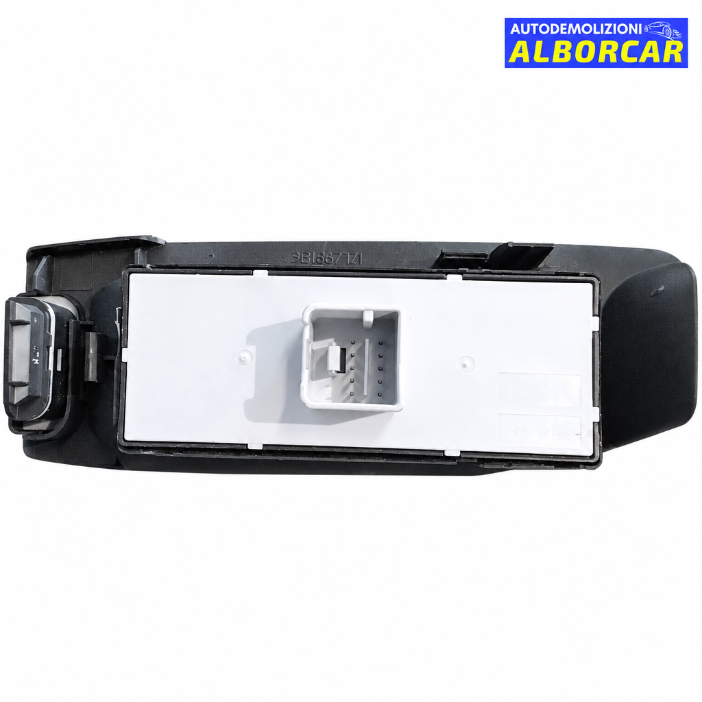 Pulsantiera alzavetro anteriore sinistra Volkswagen Passat su sfondo bianco con logo Alborcar, retro con connettore