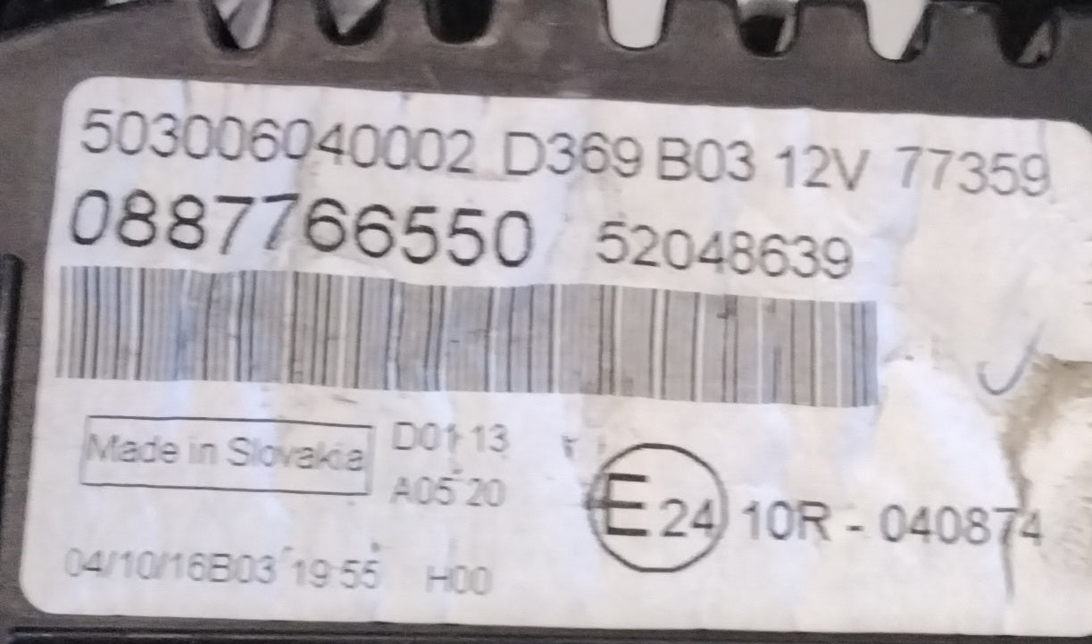Quadro strumenti contachilometri fiat panda codice 0887766550