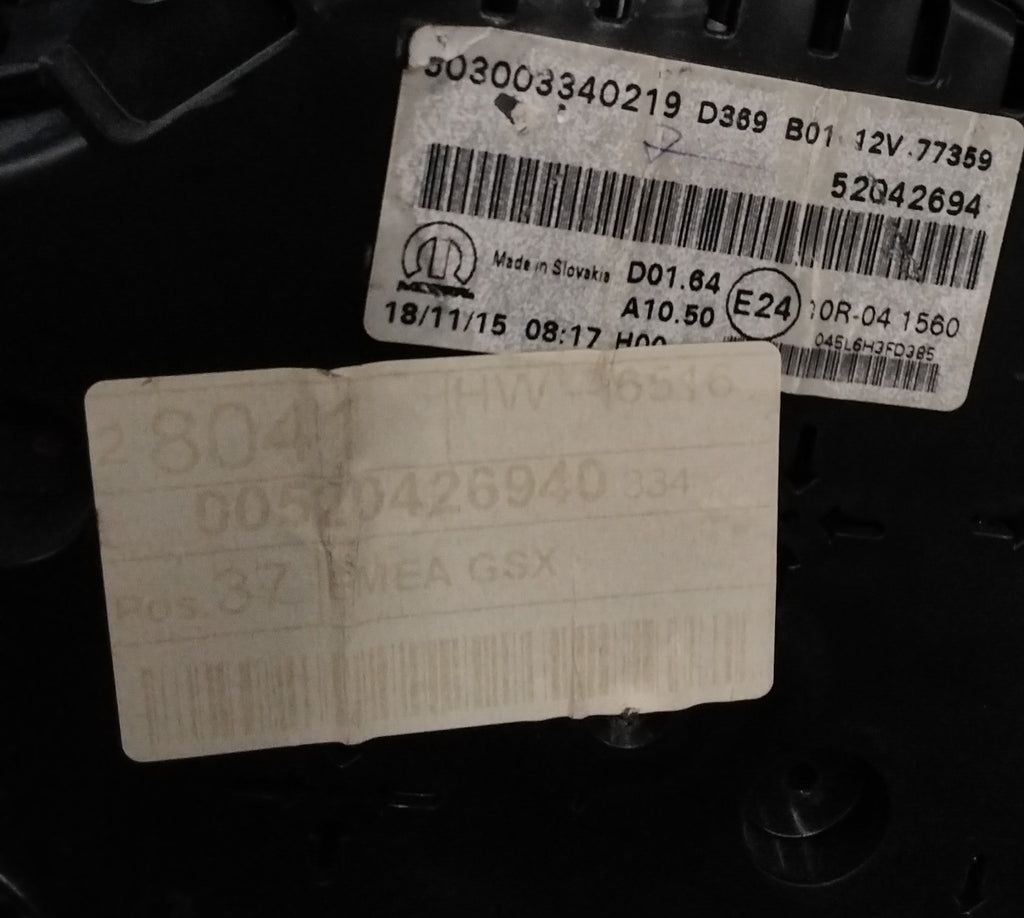 Quadro strumenti contachilometri fiat 500 X diesel codice 00520426940