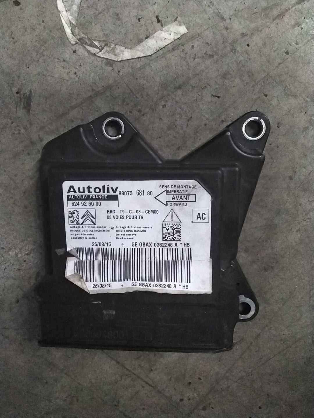 Centralina airbag peugeot 308 codice 9807568180