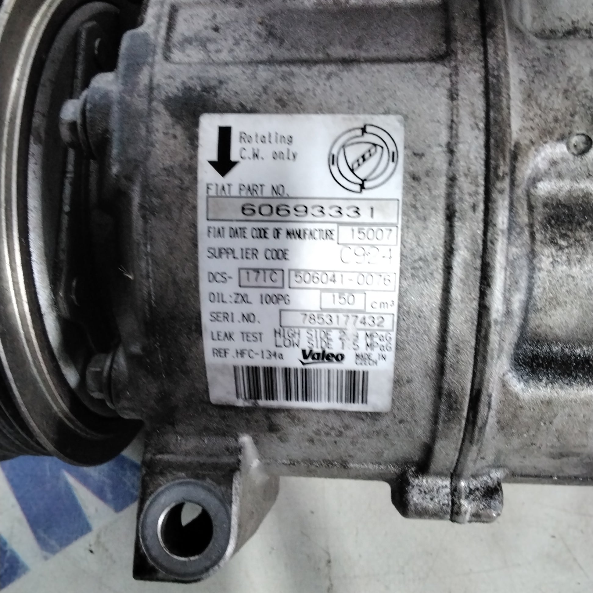 Compressore aria condizionata alfa romeo 159 1.9 jtdm anno 2006 codice:60693331 (sf14p2)