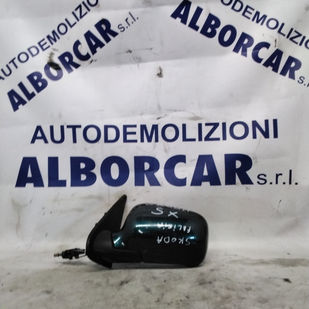 Specchietto retrovisore esterno sinistro manuale skoda felicia anno 1997-2012 con vetro colore (verde, bianco)
