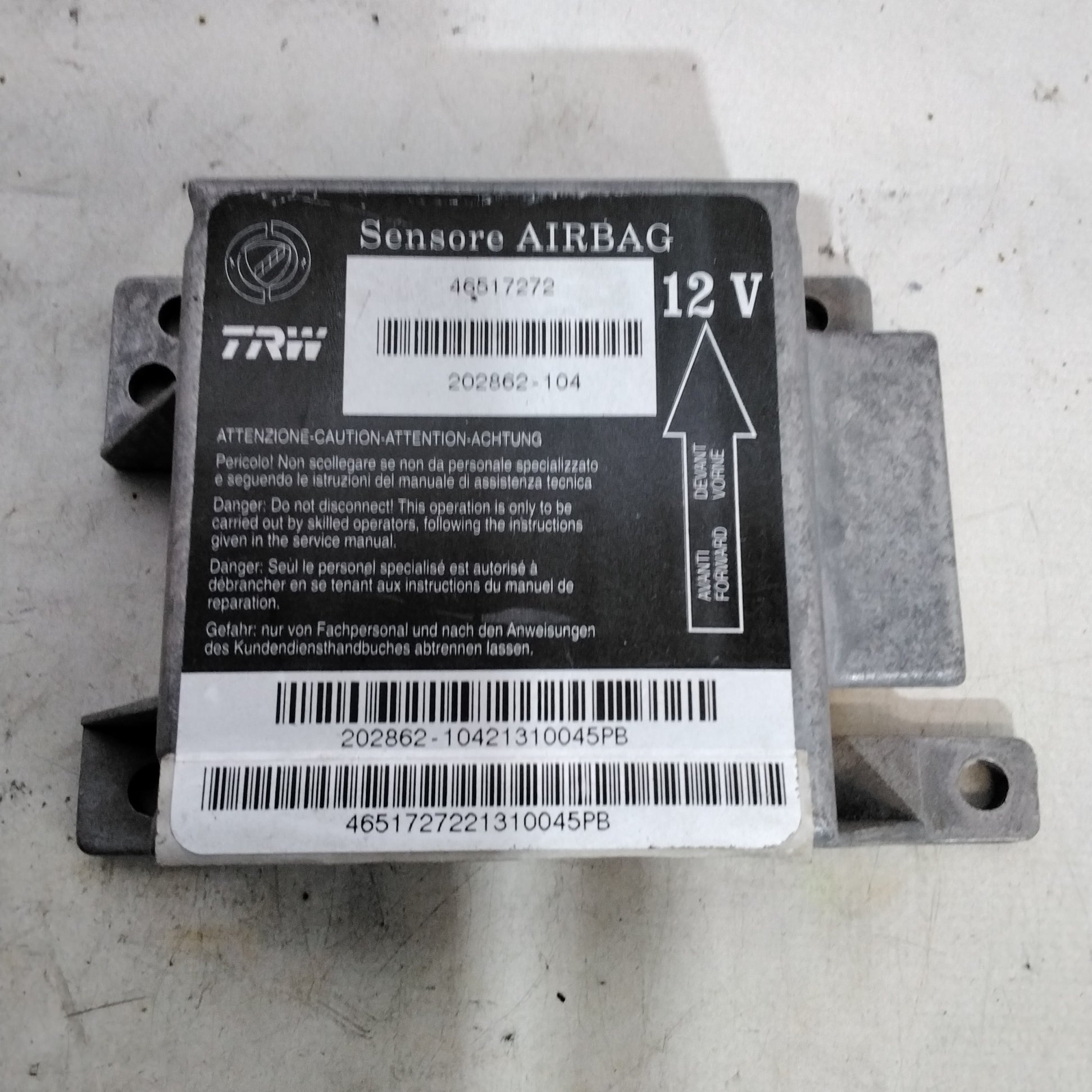 Airbag control unit Fiat Punto first series year 1996 code:46517272