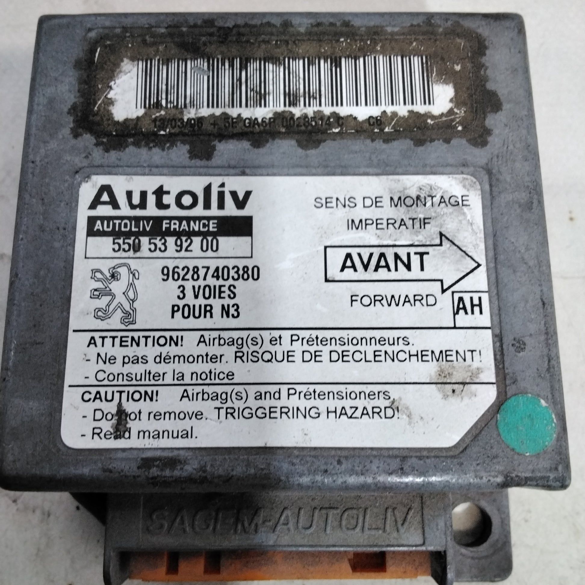 Airbag control unit Peugeot 306 year 1997 code: 550539200