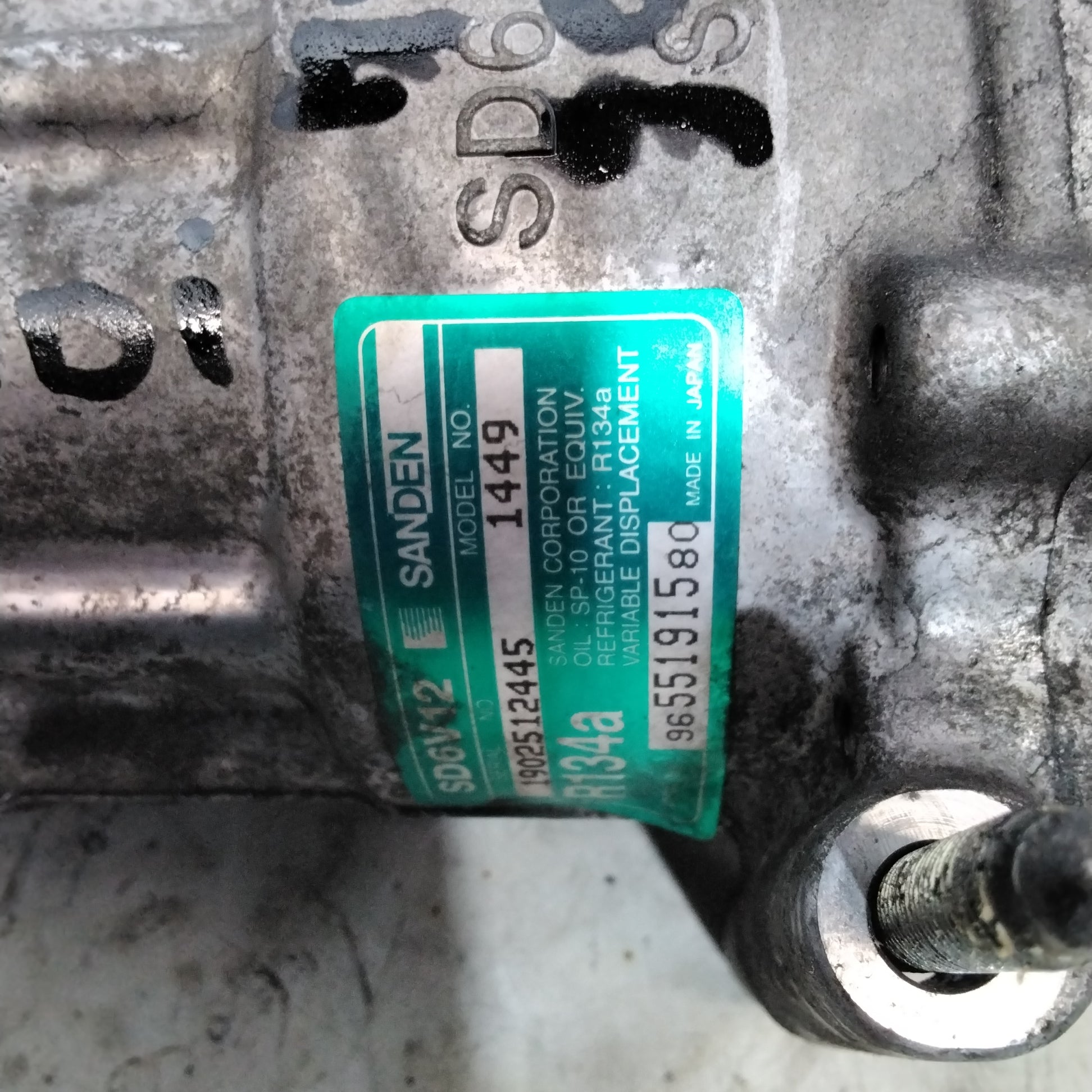 Compressore aria condizionata peugeot 206 1.4 hdi anno 2004 codice:9655191580