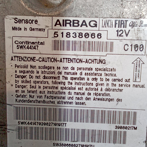 centralina airbag fiat grande punto 2 serie 1.2 benzina anno 2005/2018 codice 51838066