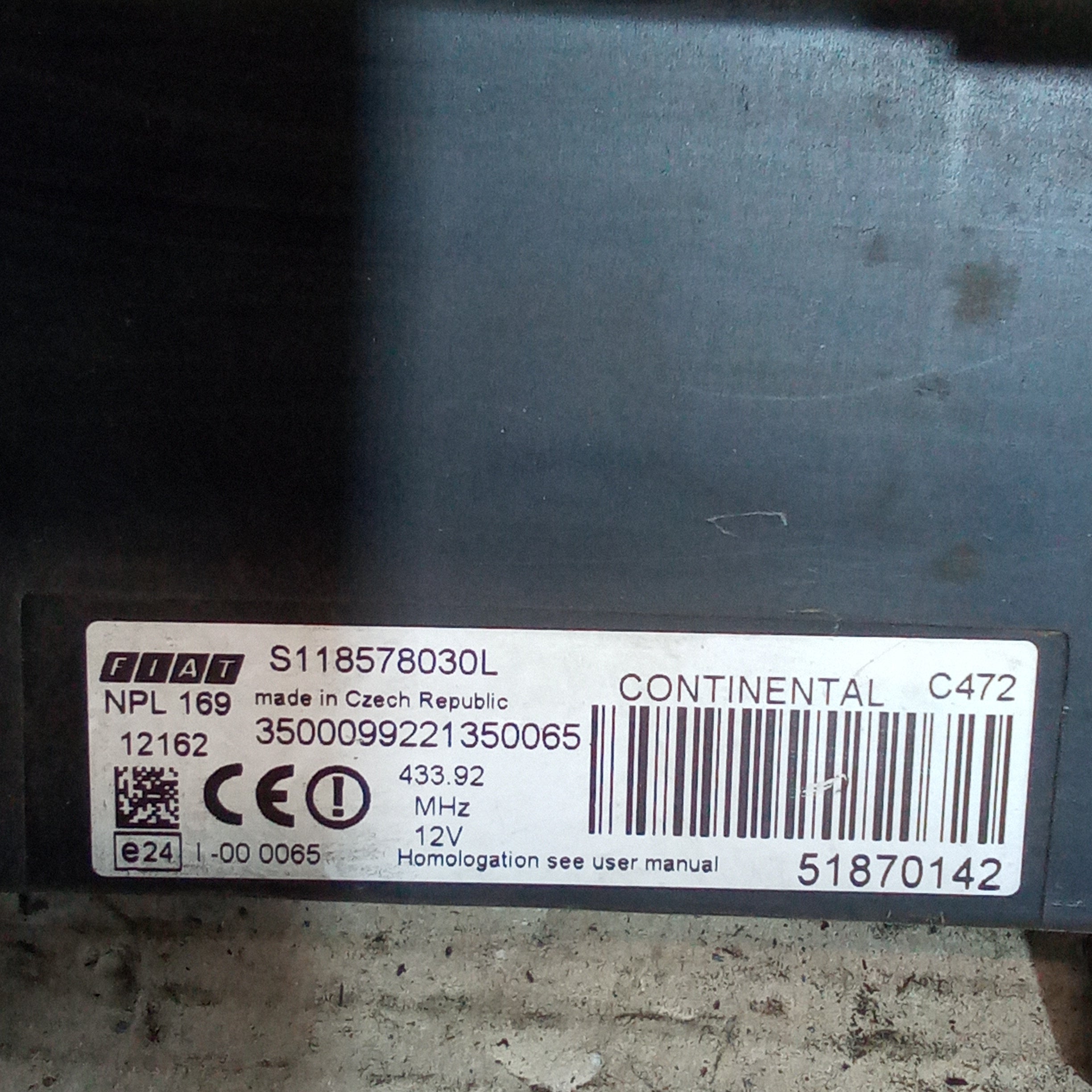 body computer fuse box Fiat Panda 169 2nd series 1.2 petrol year 2011 code 51870142