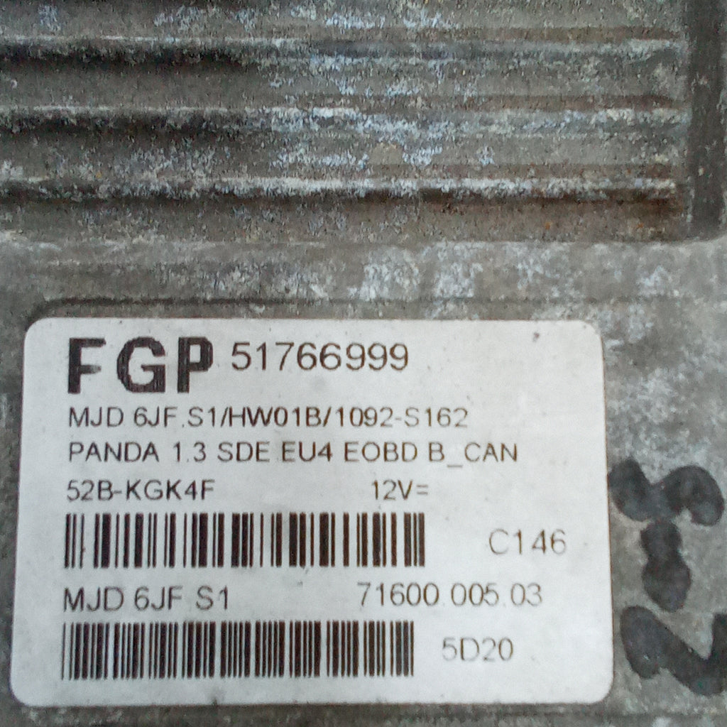 centralita motor fiat panda 169 1.3mjt año 2003/2013 código 5176699