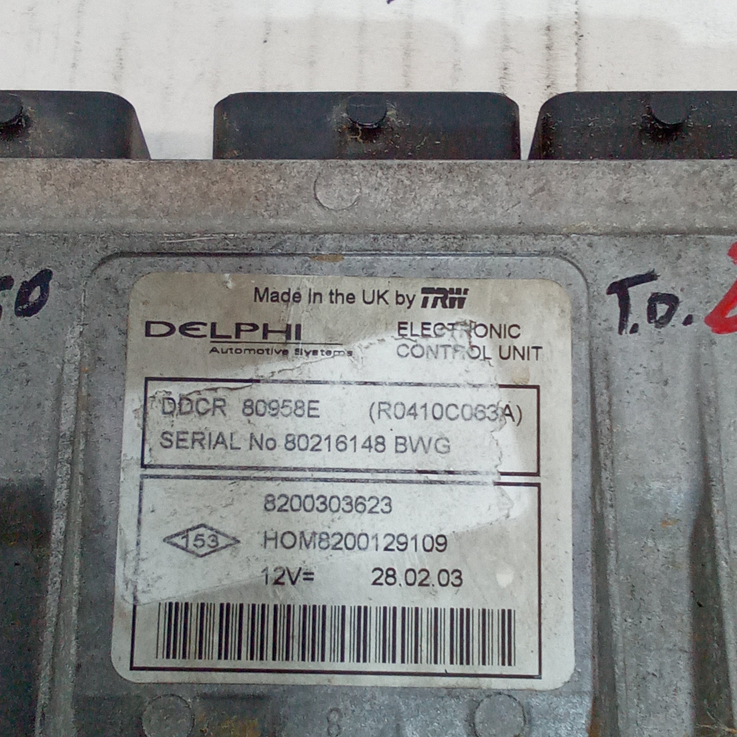 centralina motore renault kangoo 1.5dci anno 2003 cod.8200303623