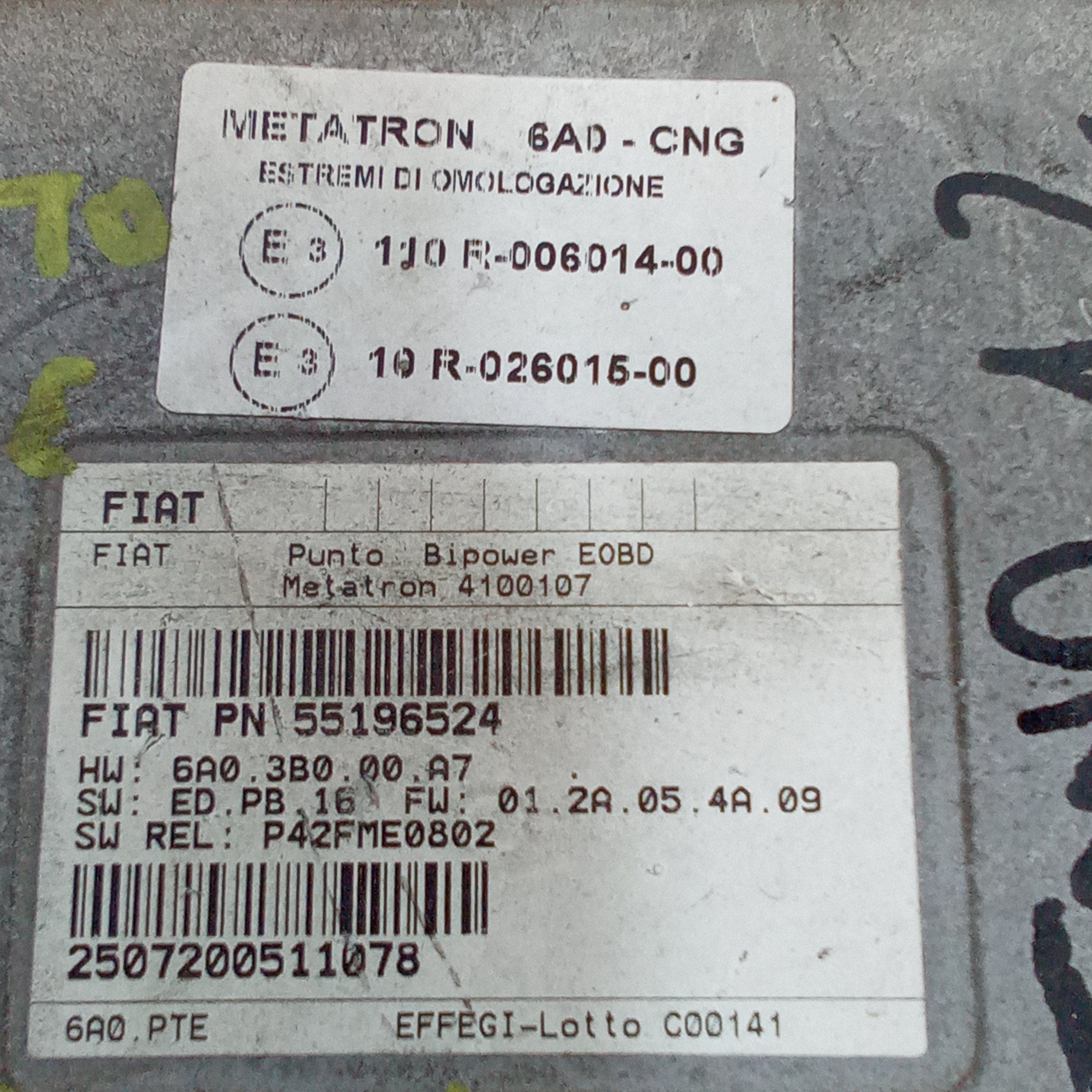 Fiat Punto 1.2 methane control unit year 2003/2011