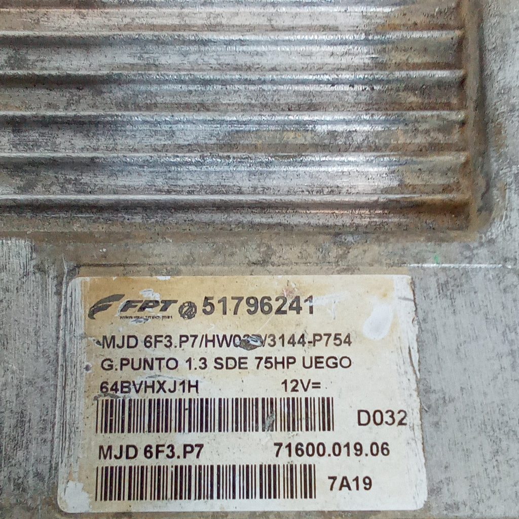 Fiat Grande Punto 1.3 Multijet 2006-2011 engine control unit part number MJD6F3.P7