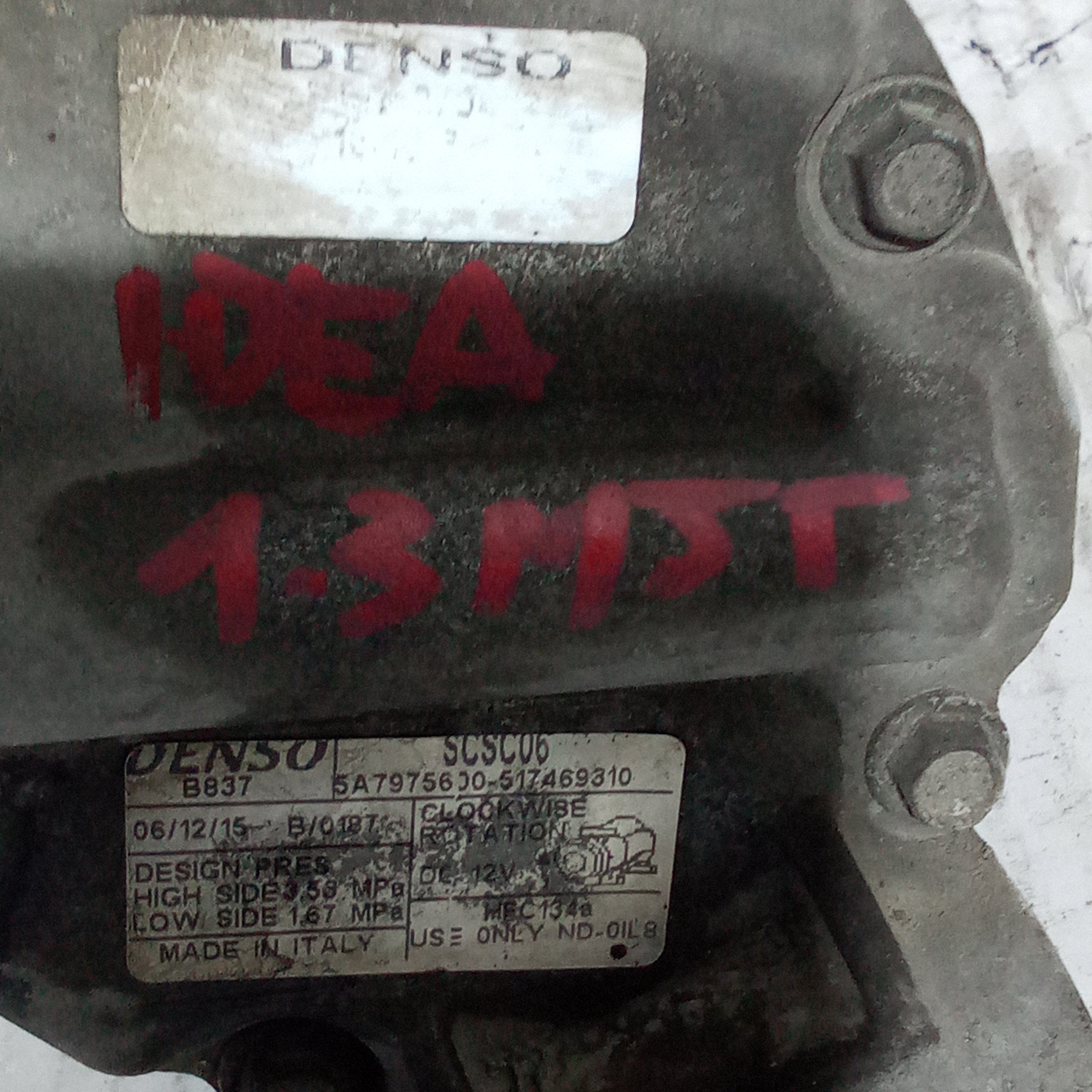 Compressore aria condizionata fiat idea 1.3mjt anno 2006