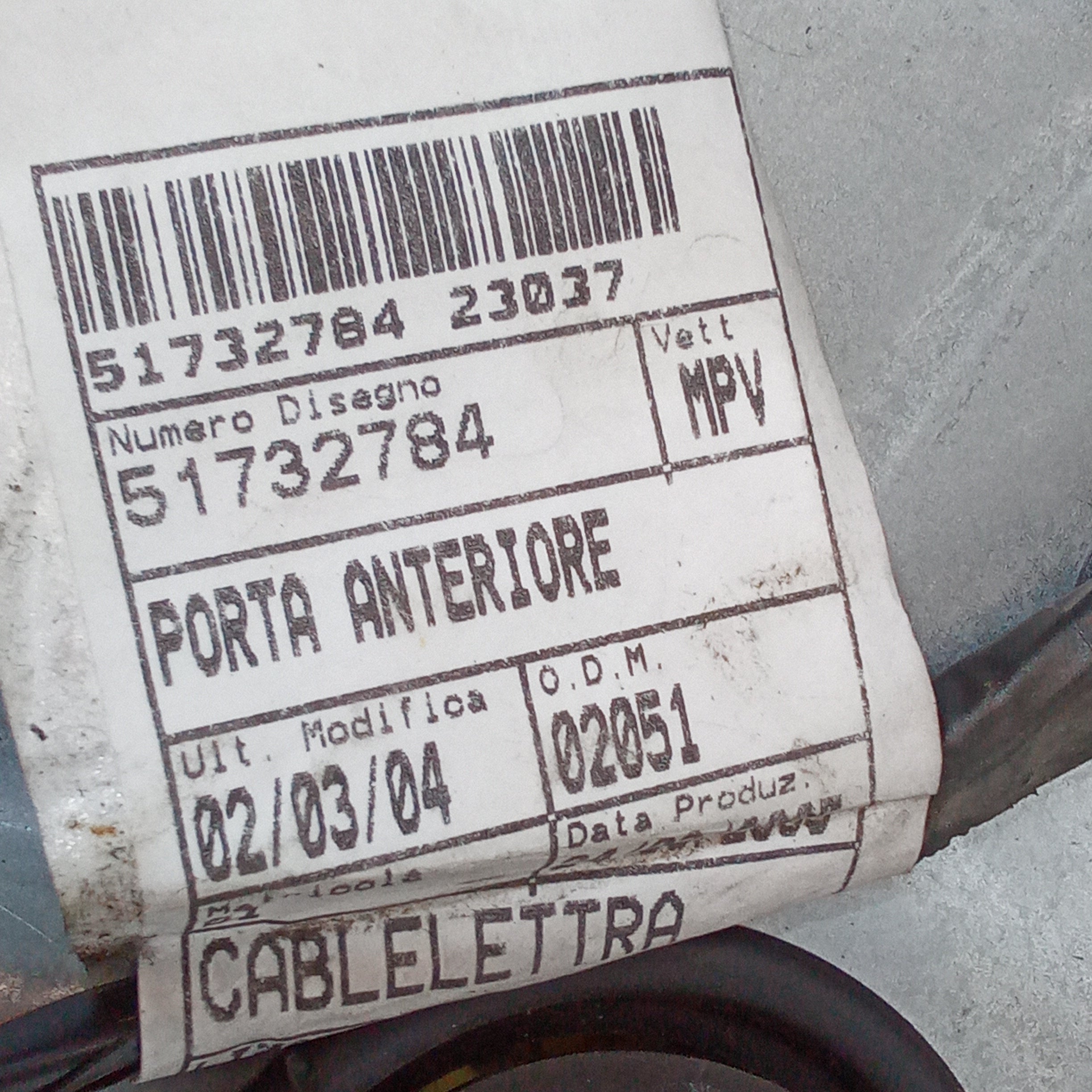 Motorino alzavetri anteriore destro lancia musa anno 2005