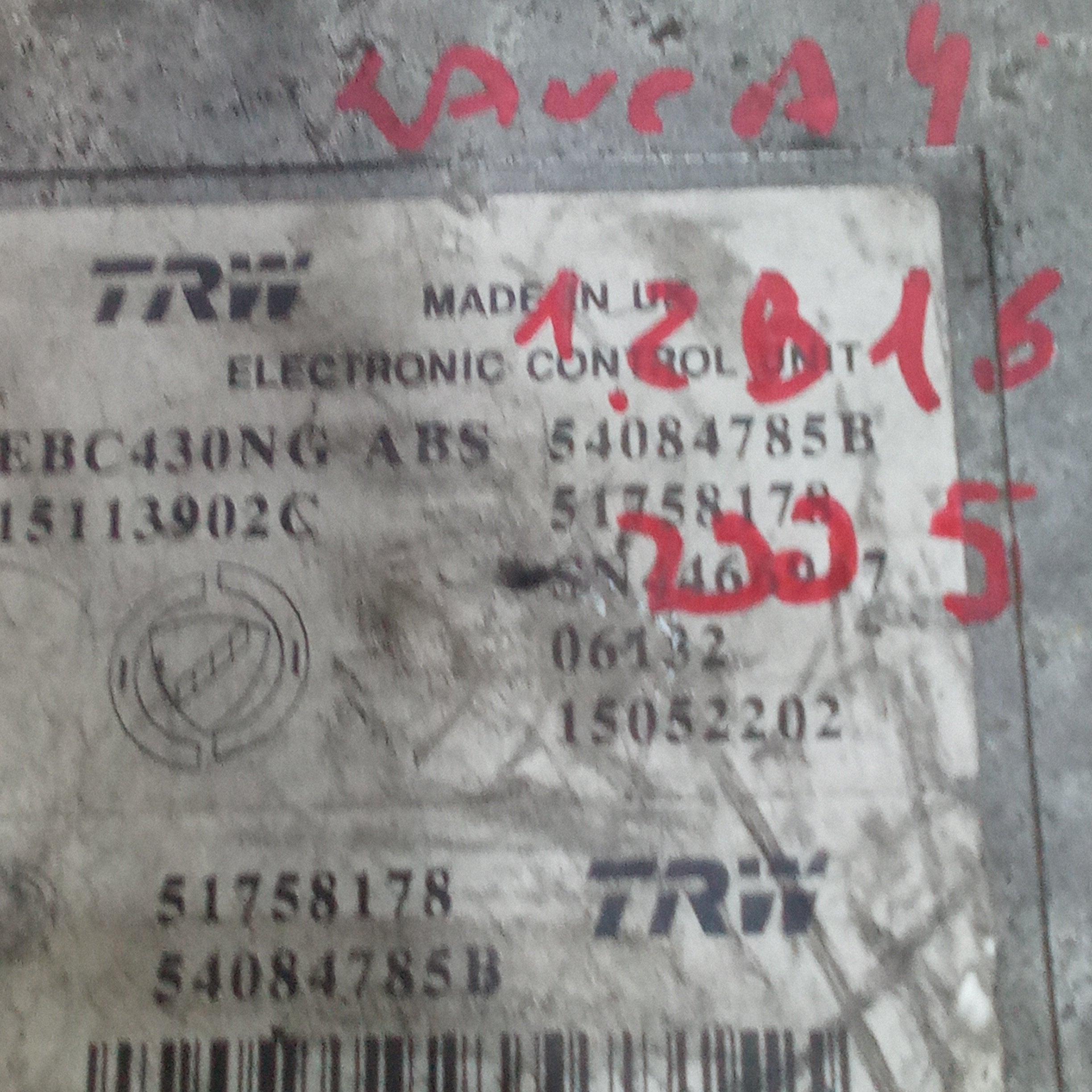 ABS control unit Lancia Y 1.2 petrol 16v year 2005