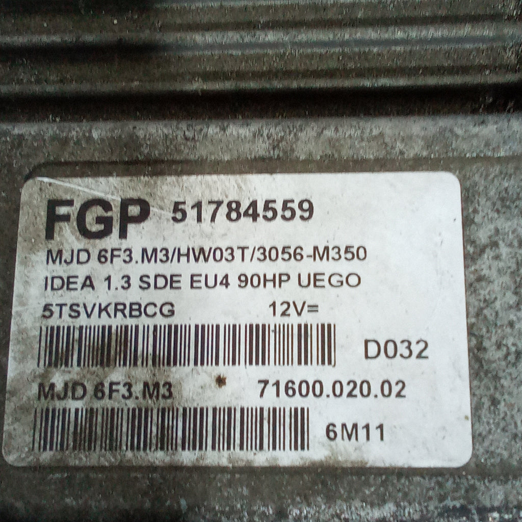 unidad de control del motor lancia y 1.2 gasolina año 2006 cód.51784559